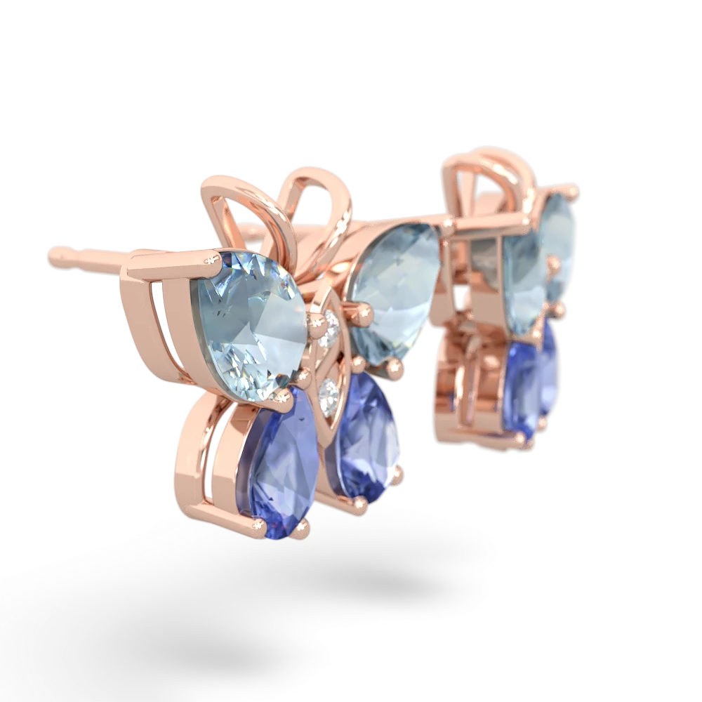 Aquamarine Butterfly 14K Rose Gold earrings E2215