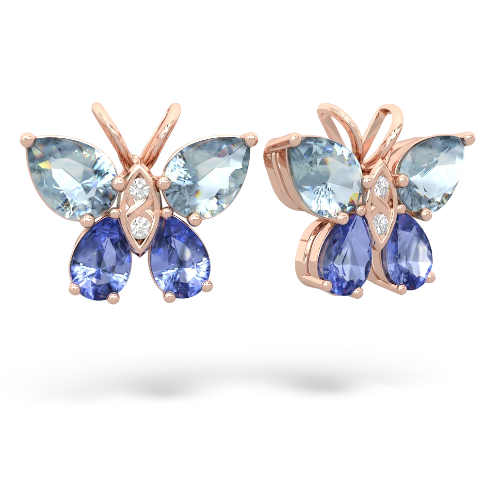 Aquamarine Butterfly 14K Rose Gold earrings E2215