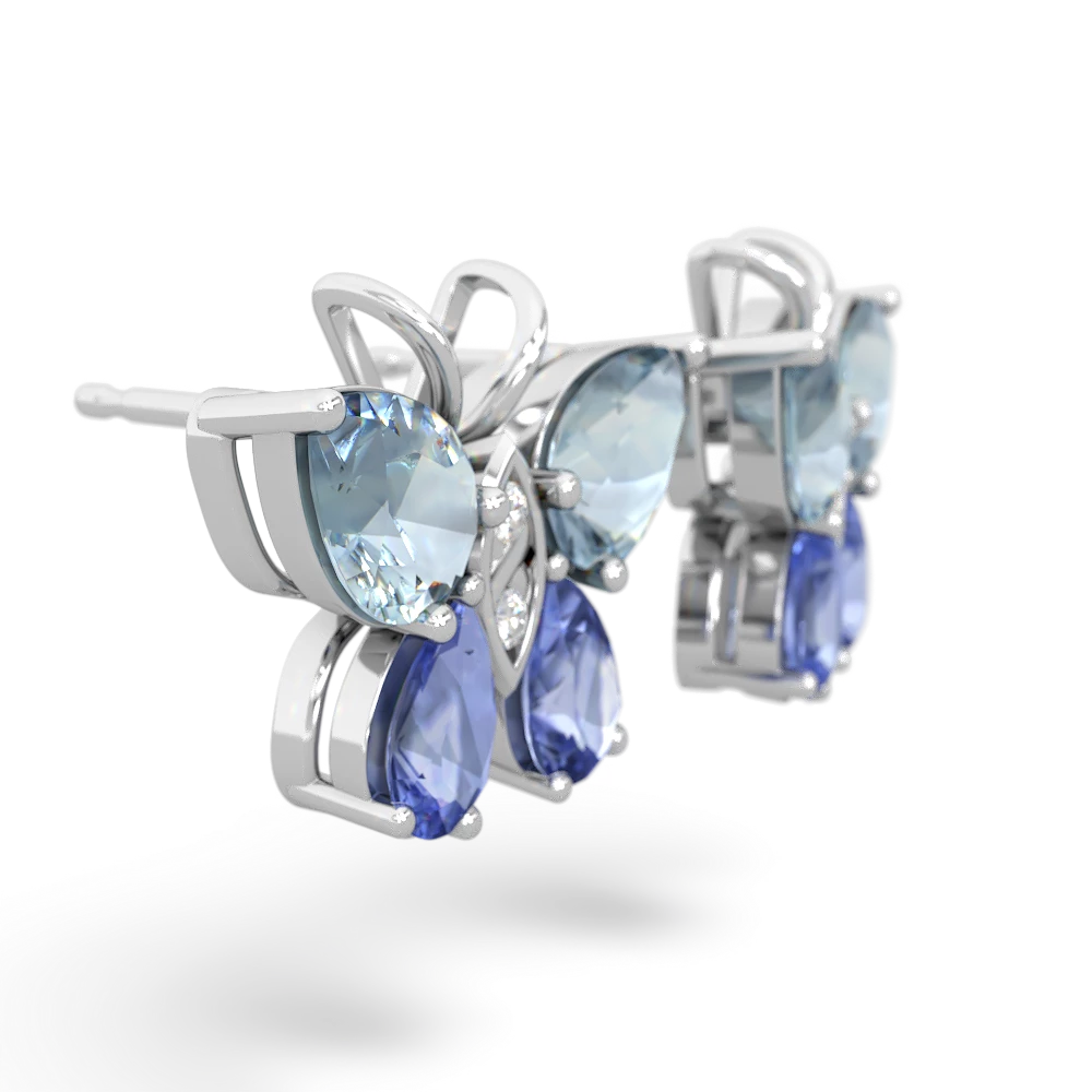 Aquamarine Butterfly 14K White Gold earrings E2215