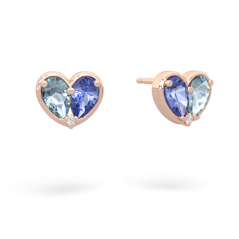 Aquamarine 'Our Heart' 14K Rose Gold earrings E5072