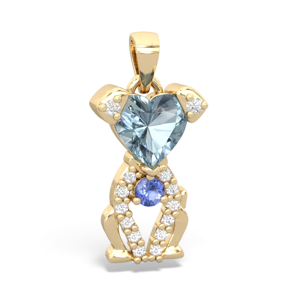 Aquamarine Puppy Love 14K Yellow Gold pendant P5800