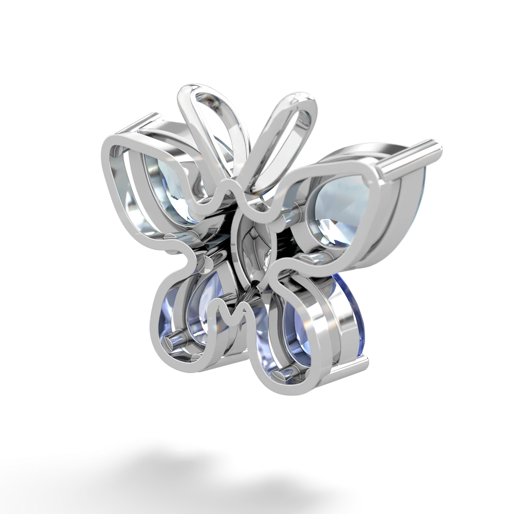 Aquamarine Butterfly 14K White Gold pendant P2215