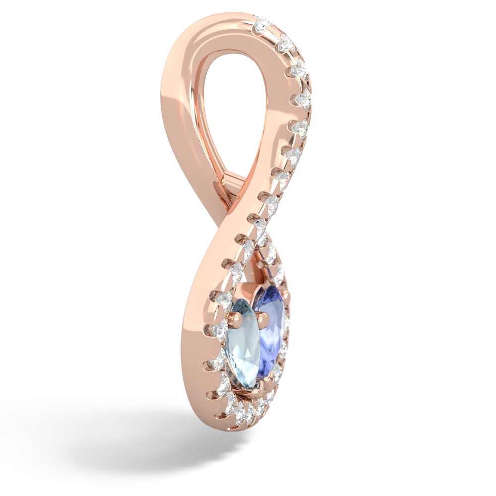 Aquamarine Pave Twist 'One Heart' 14K Rose Gold pendant P5360