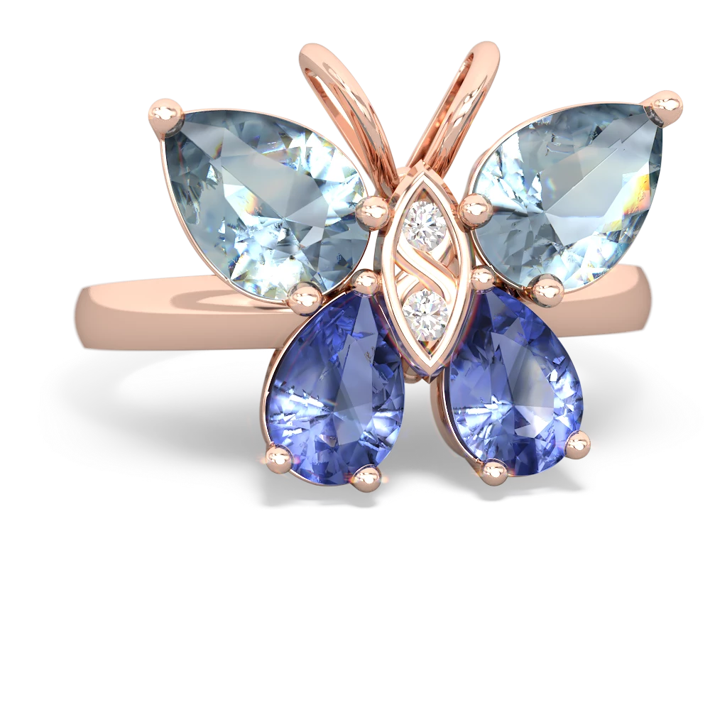 Aquamarine Butterfly 14K Rose Gold ring R2215