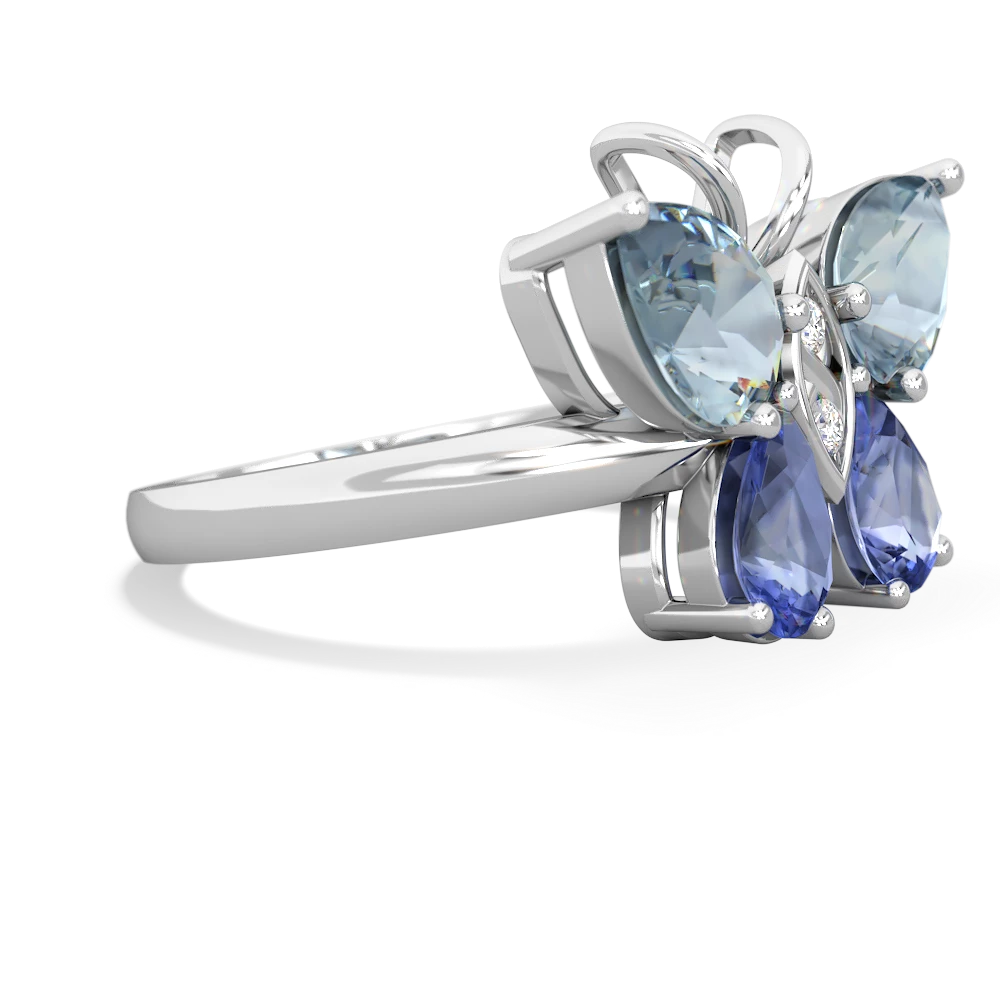 Aquamarine Butterfly 14K White Gold ring R2215