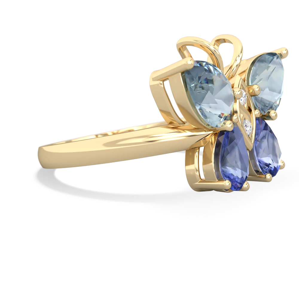 Aquamarine Butterfly 14K Yellow Gold ring R2215