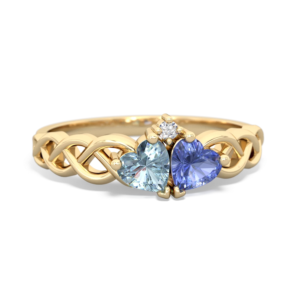 Aquamarine Heart To Heart Braid 14K Yellow Gold ring R5870