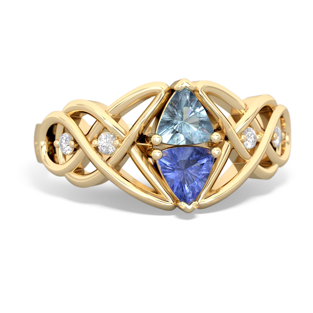 Aquamarine Keepsake Celtic Knot 14K Yellow Gold ring R5300