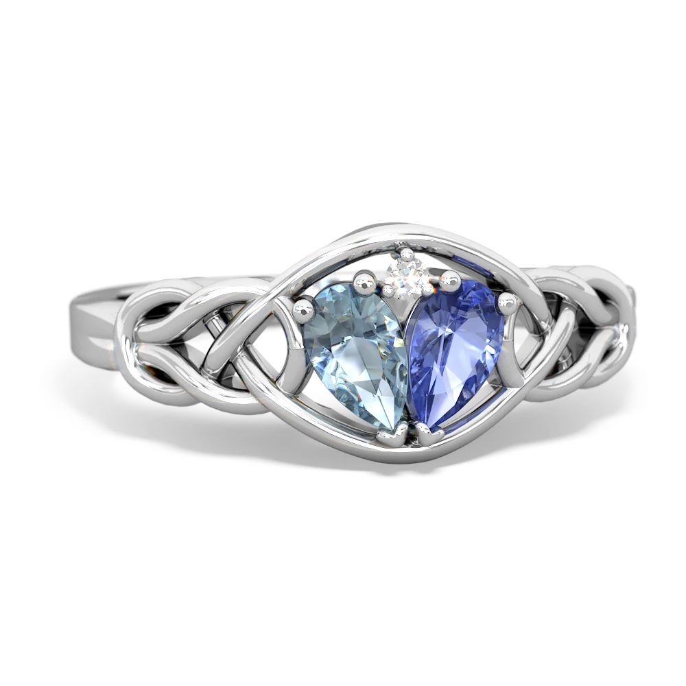 Aquamarine Celtic Love Knot 14K White Gold ring R5420