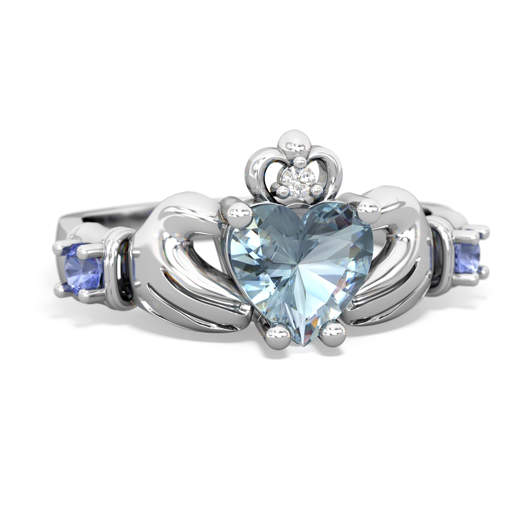 Aquamarine Claddagh Keepsake 14K White Gold ring R5245