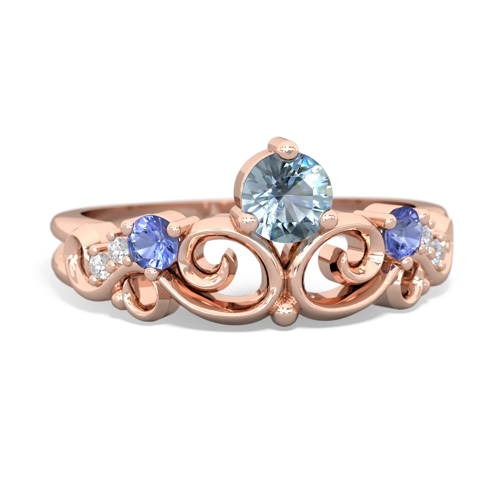 Aquamarine Crown Keepsake 14K Rose Gold ring R5740