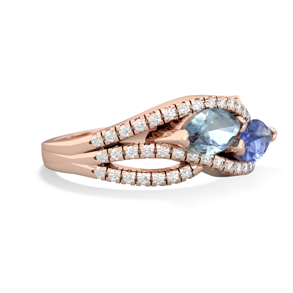 Aquamarine Diamond Rivers 14K Rose Gold ring R3070