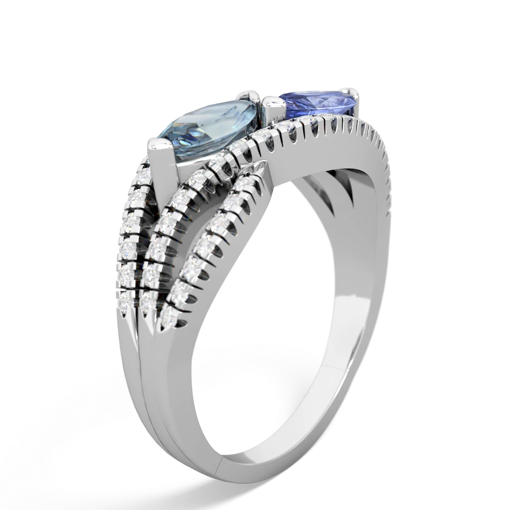 Aquamarine Diamond Rivers 14K White Gold ring R3070