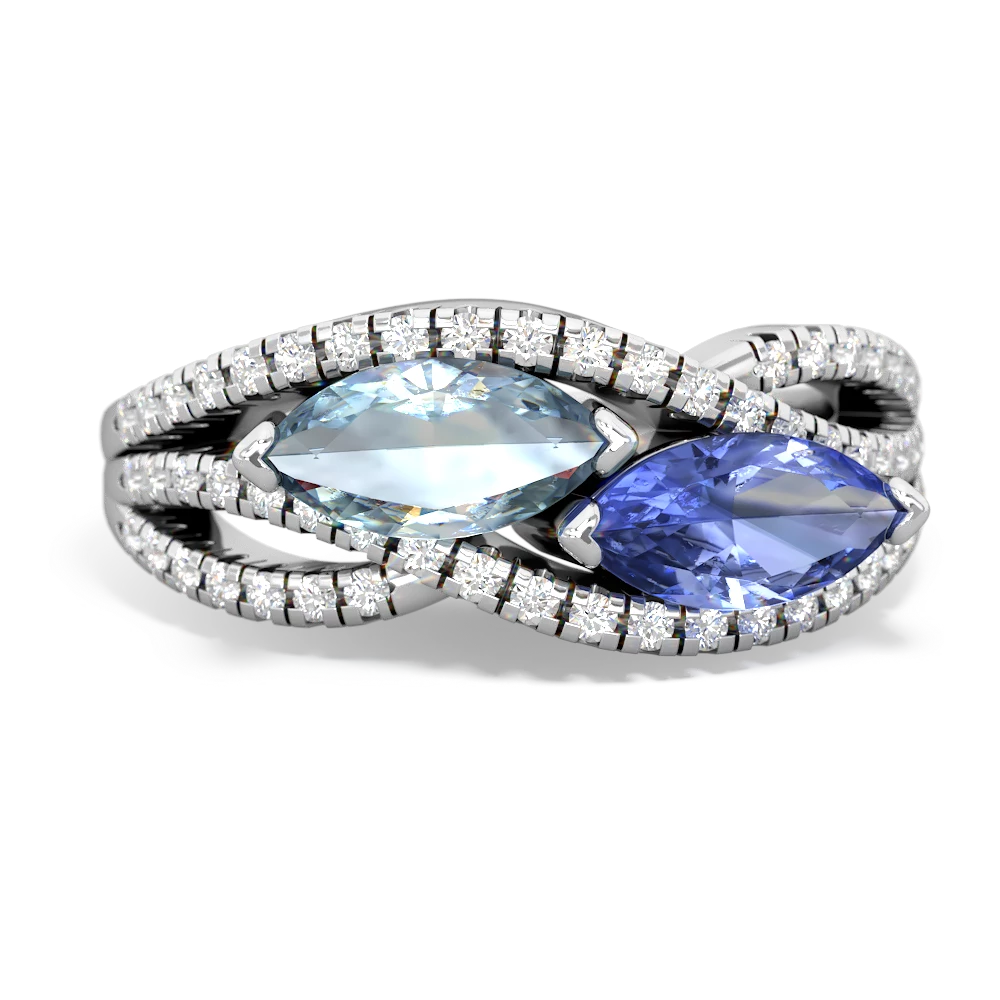 Aquamarine Diamond Rivers 14K White Gold ring R3070