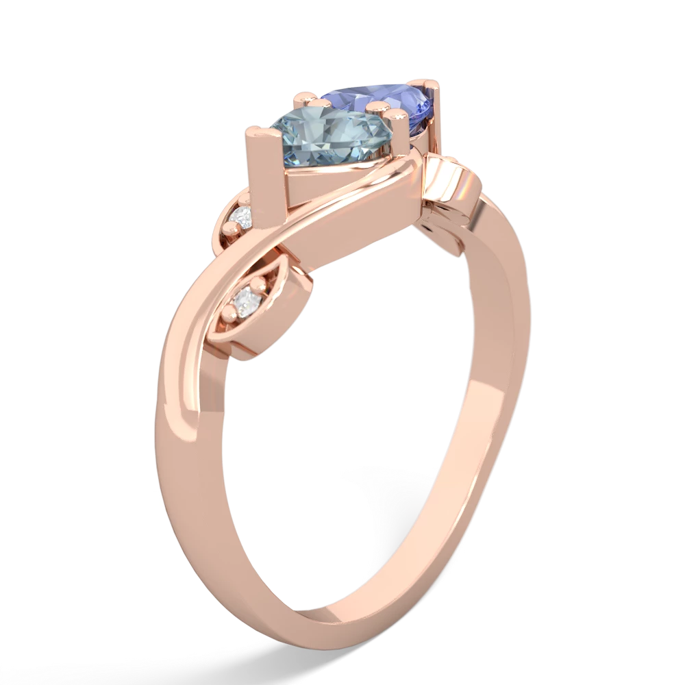 Aquamarine Floral Elegance 14K Rose Gold ring R5790