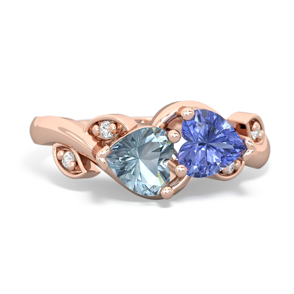 Aquamarine Floral Elegance 14K Rose Gold ring R5790