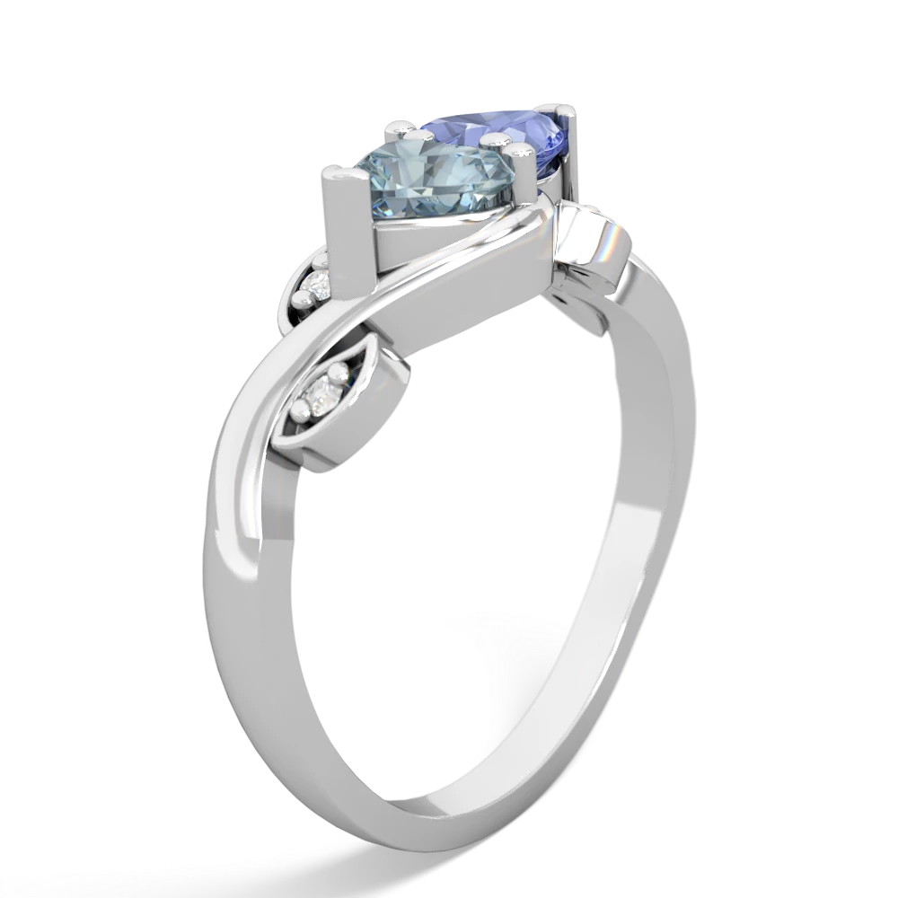 Aquamarine Floral Elegance 14K White Gold ring R5790