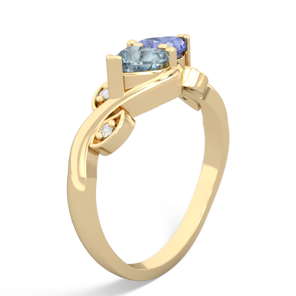 Aquamarine Floral Elegance 14K Yellow Gold ring R5790