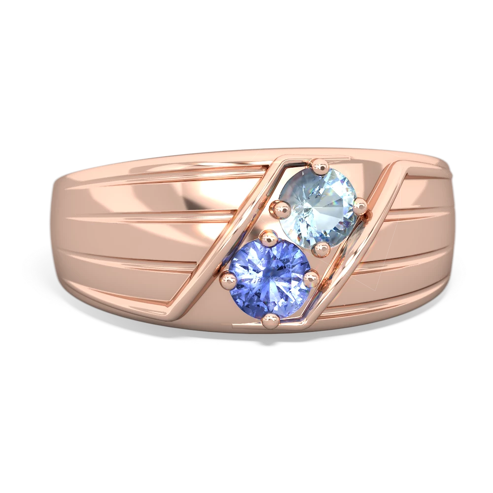 Aquamarine Men's Streamline 14K Rose Gold ring R0460