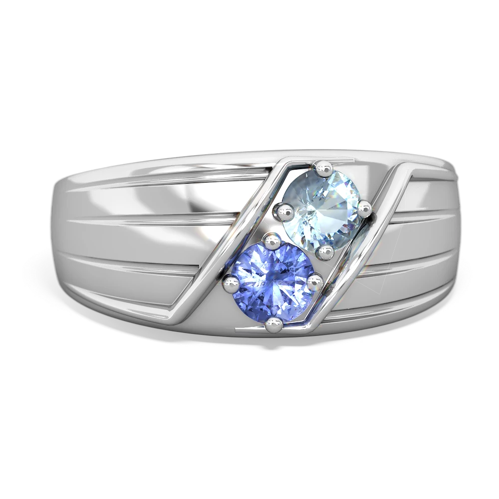 Aquamarine Men's Streamline 14K White Gold ring R0460