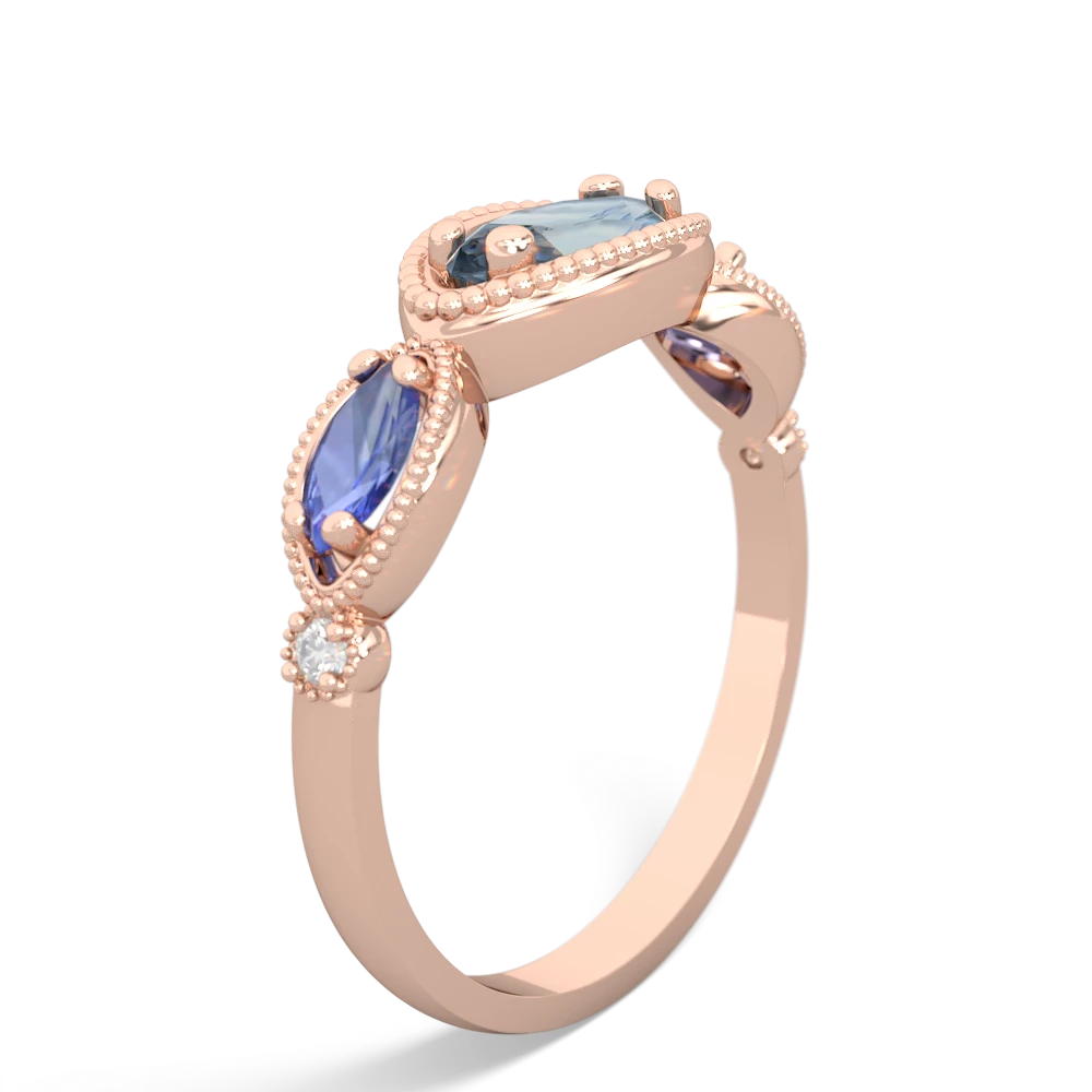 Aquamarine Milgrain Marquise 14K Rose Gold ring R5700