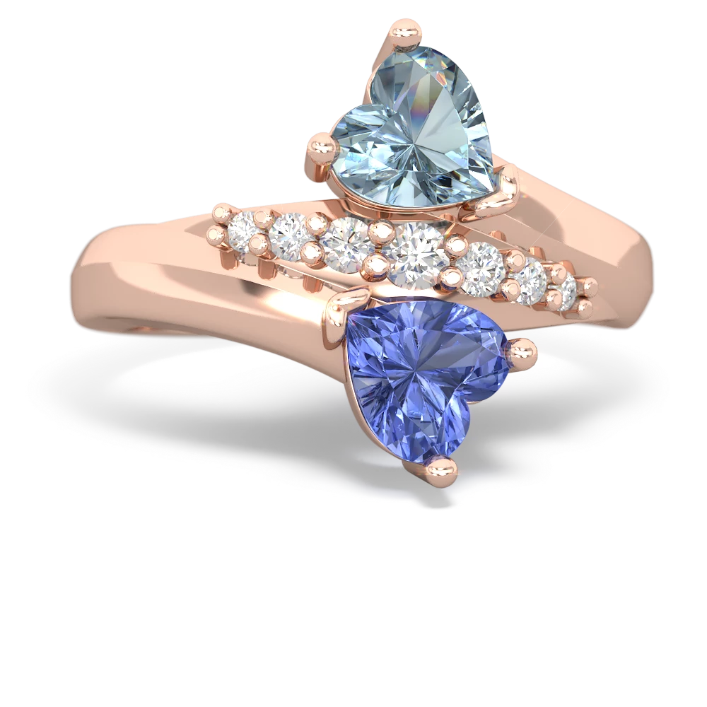 Aquamarine Heart To Heart 14K Rose Gold ring R2064