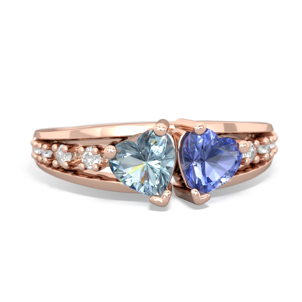 Aquamarine Heart To Heart 14K Rose Gold ring R3342