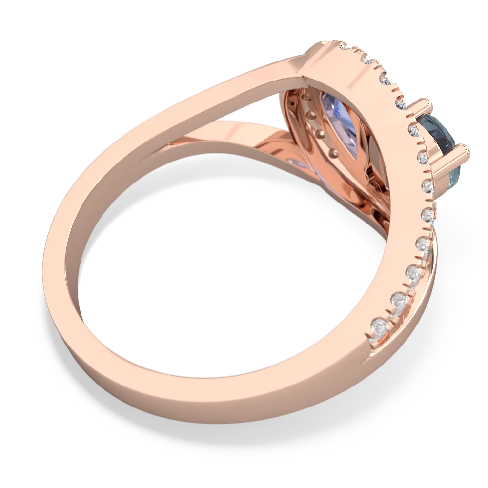 Aquamarine Nestled Heart Keepsake 14K Rose Gold ring R5650