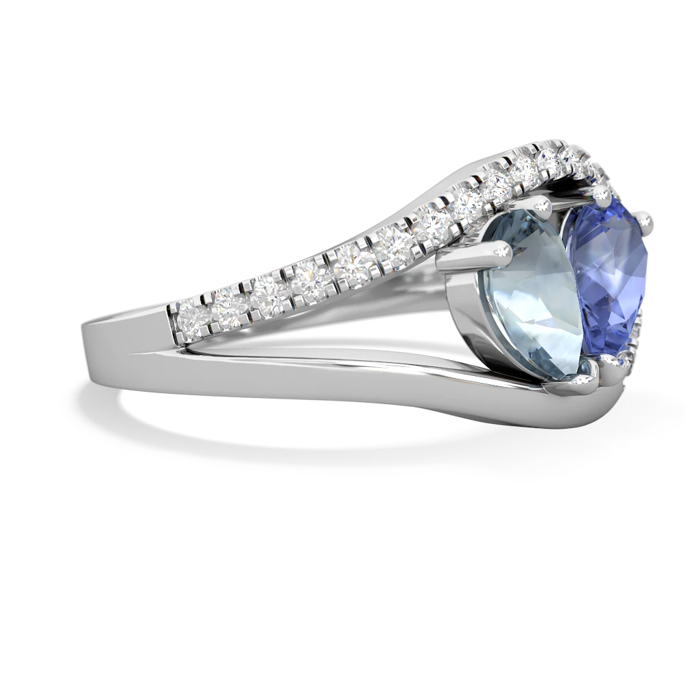 Aquamarine Nestled Heart Keepsake 14K White Gold ring R5650