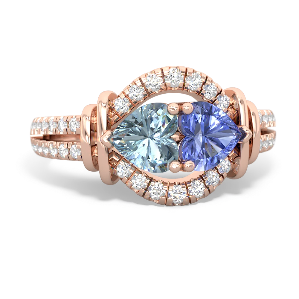 Aquamarine Art-Deco Keepsake 14K Rose Gold ring R5630