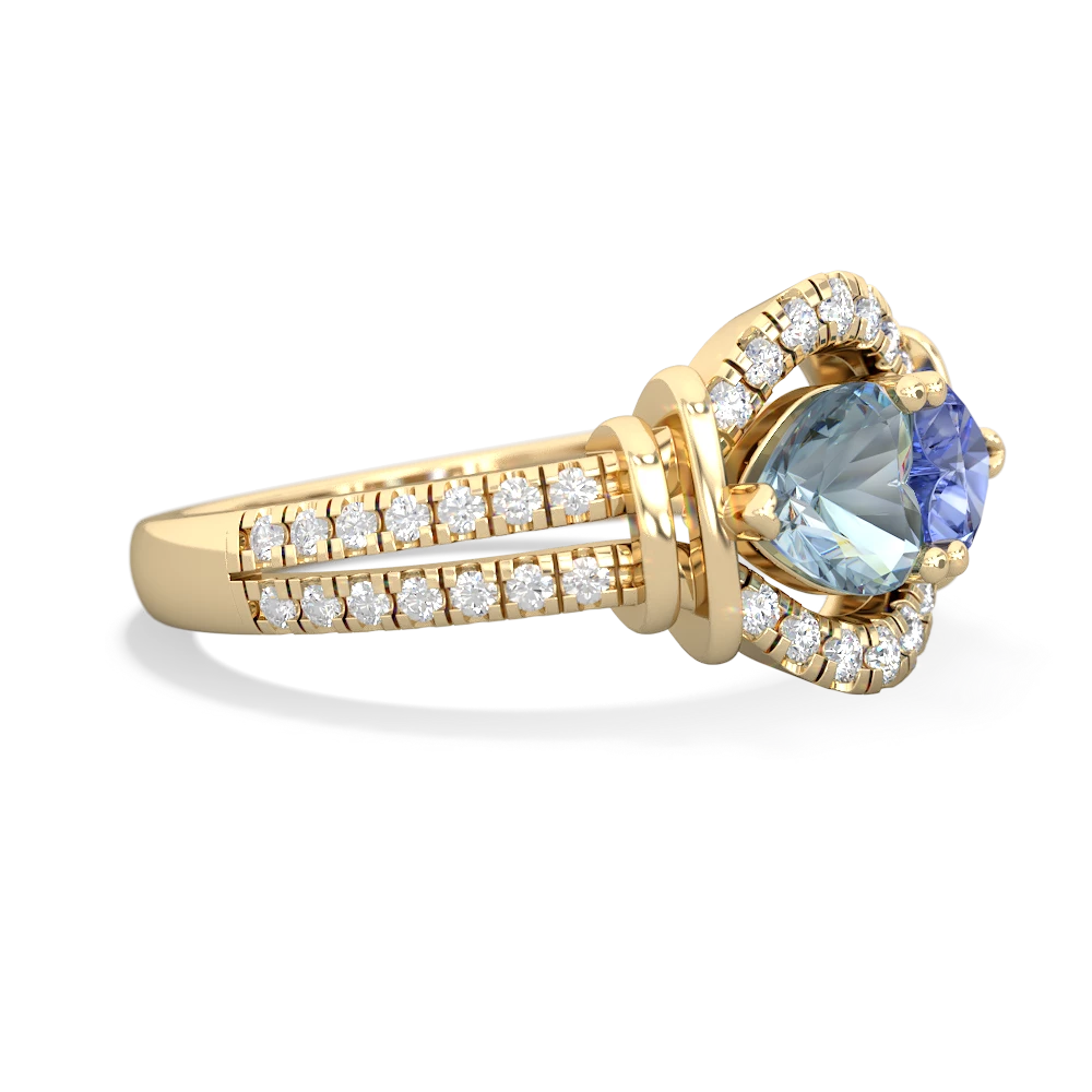 Aquamarine Art-Deco Keepsake 14K Yellow Gold ring R5630