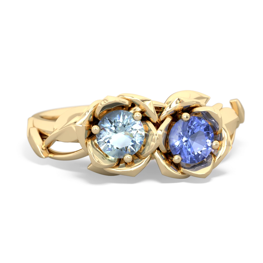 Aquamarine Rose Garden 14K Yellow Gold ring R5510