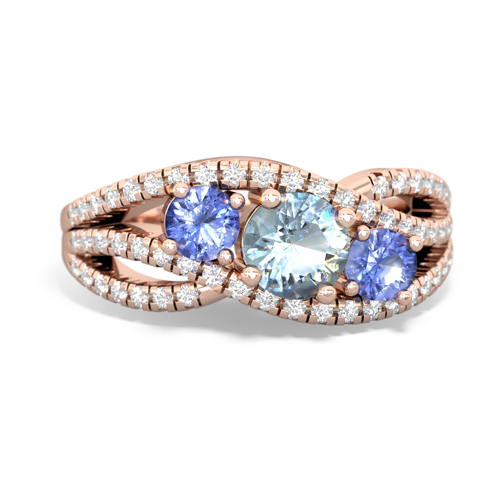 Aquamarine Three Stone Aurora 14K Rose Gold ring R3080