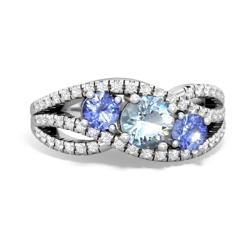 Aquamarine Three Stone Aurora 14K White Gold ring R3080