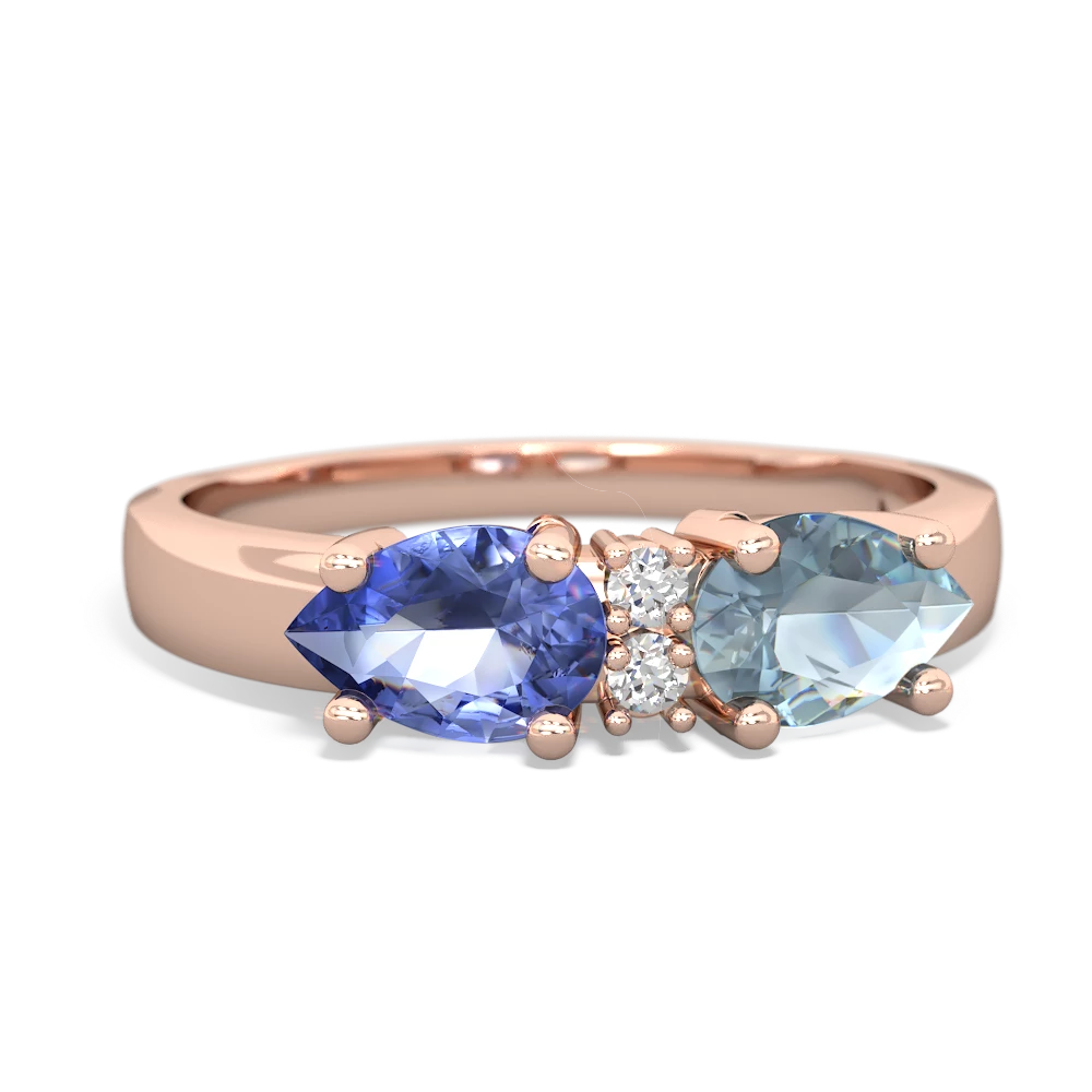 Aquamarine Pear Bowtie 14K Rose Gold ring R0865