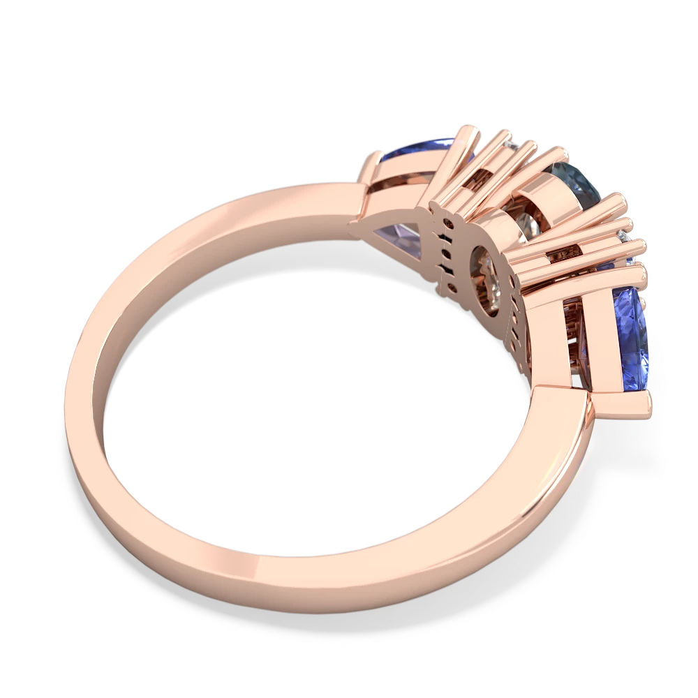 Aquamarine Antique Style Three Stone 14K Rose Gold ring R2186