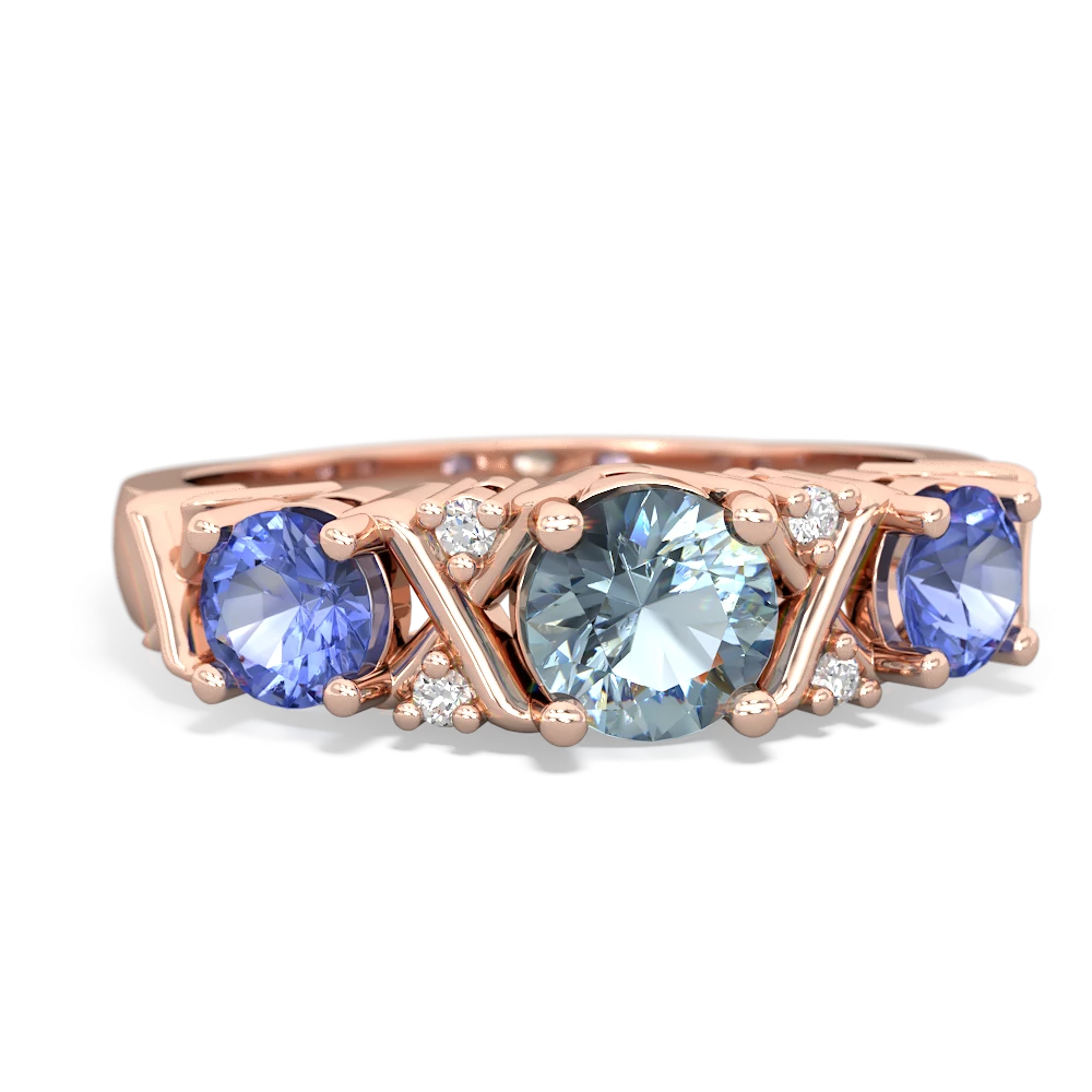 Aquamarine Hugs And Kisses 14K Rose Gold ring R5016