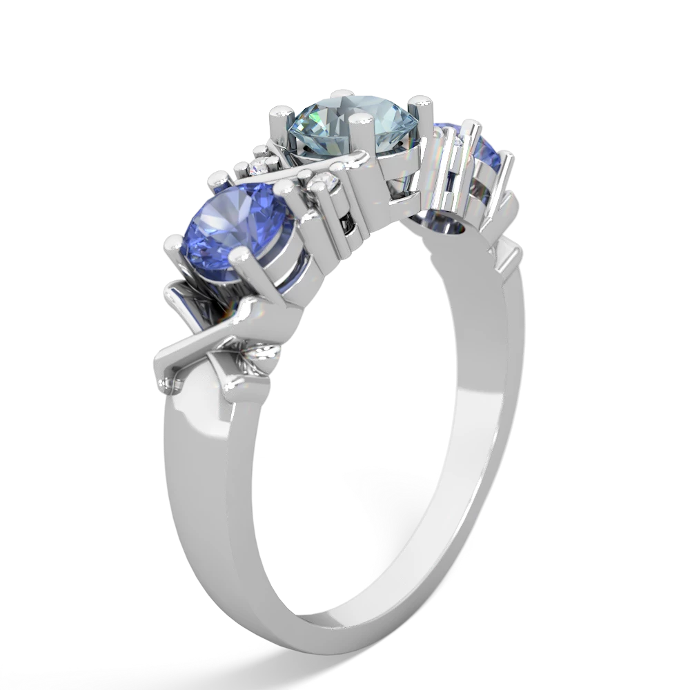 Aquamarine Hugs And Kisses 14K White Gold ring R5016