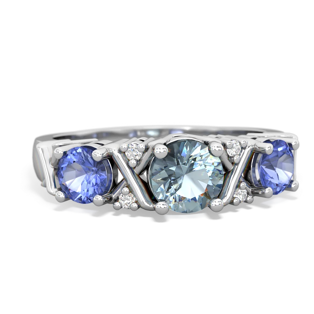 Aquamarine Hugs And Kisses 14K White Gold ring R5016