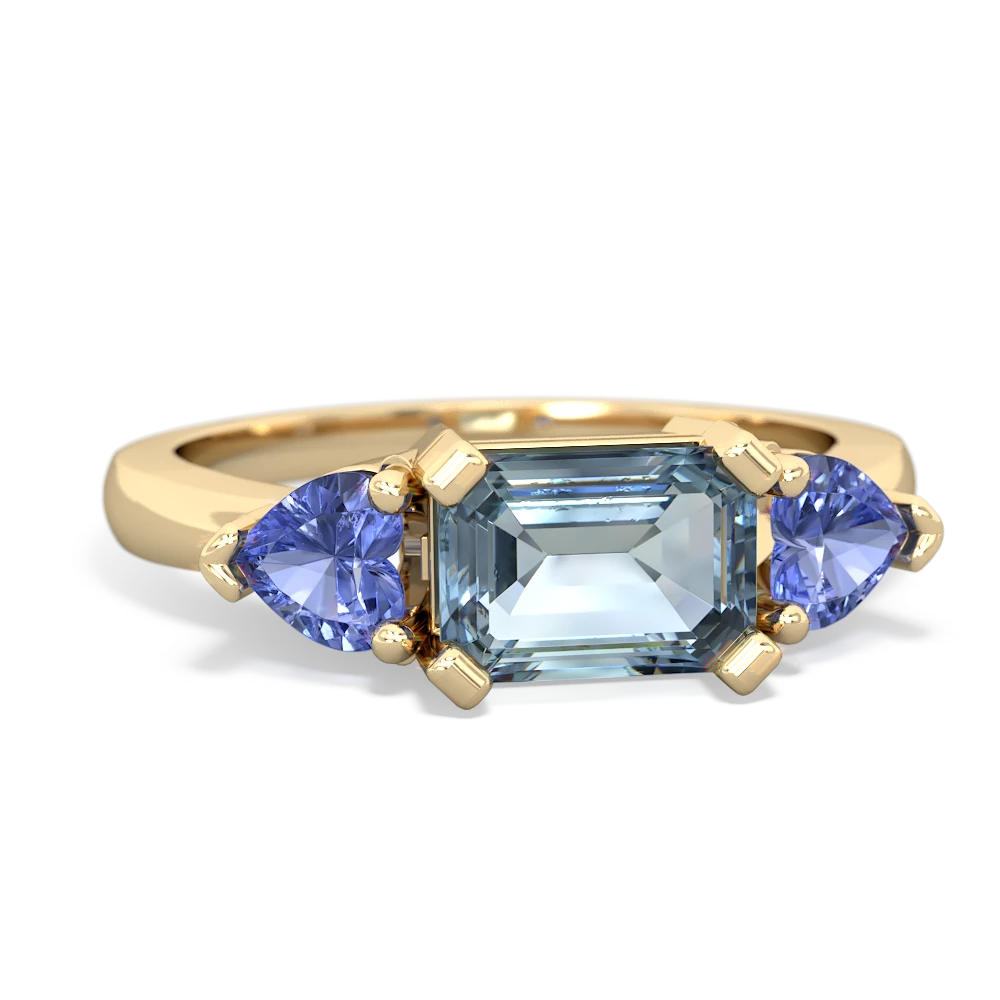 Aquamarine Three Stone 14K Yellow Gold ring R5235