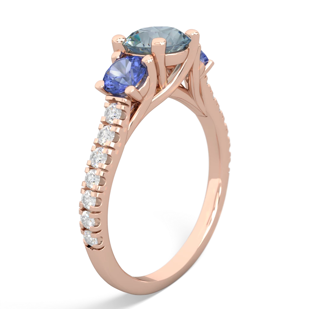 Aquamarine Pave Trellis 14K Rose Gold ring R5500