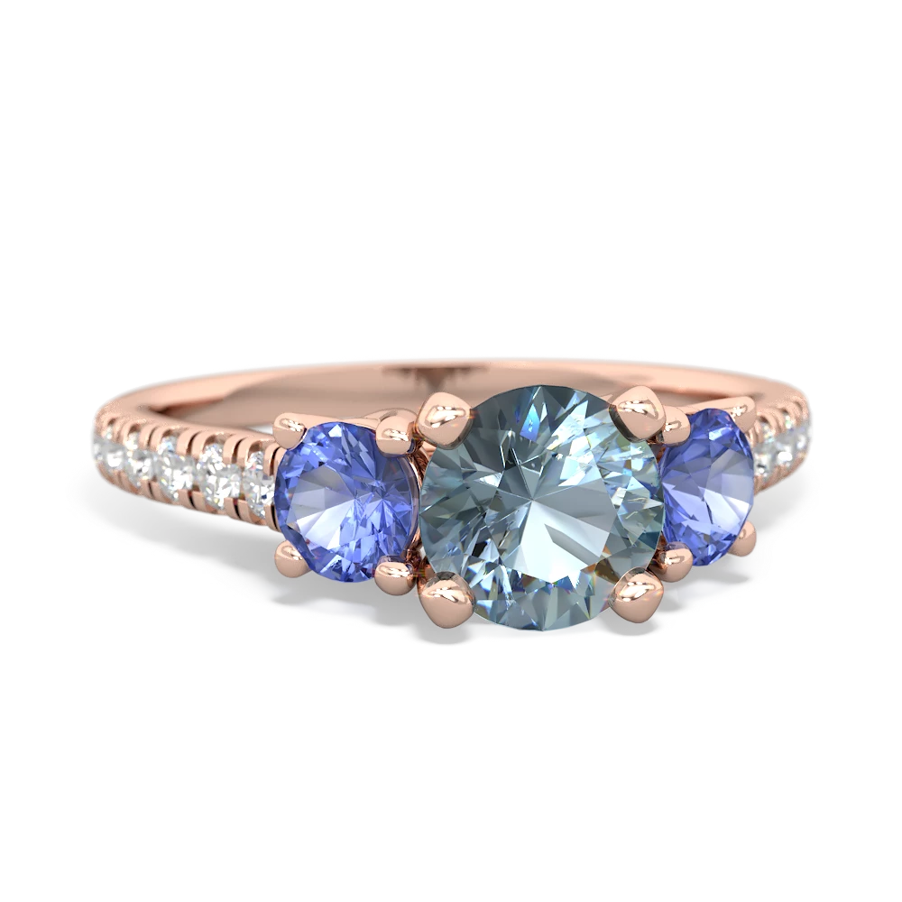 Aquamarine Pave Trellis 14K Rose Gold ring R5500