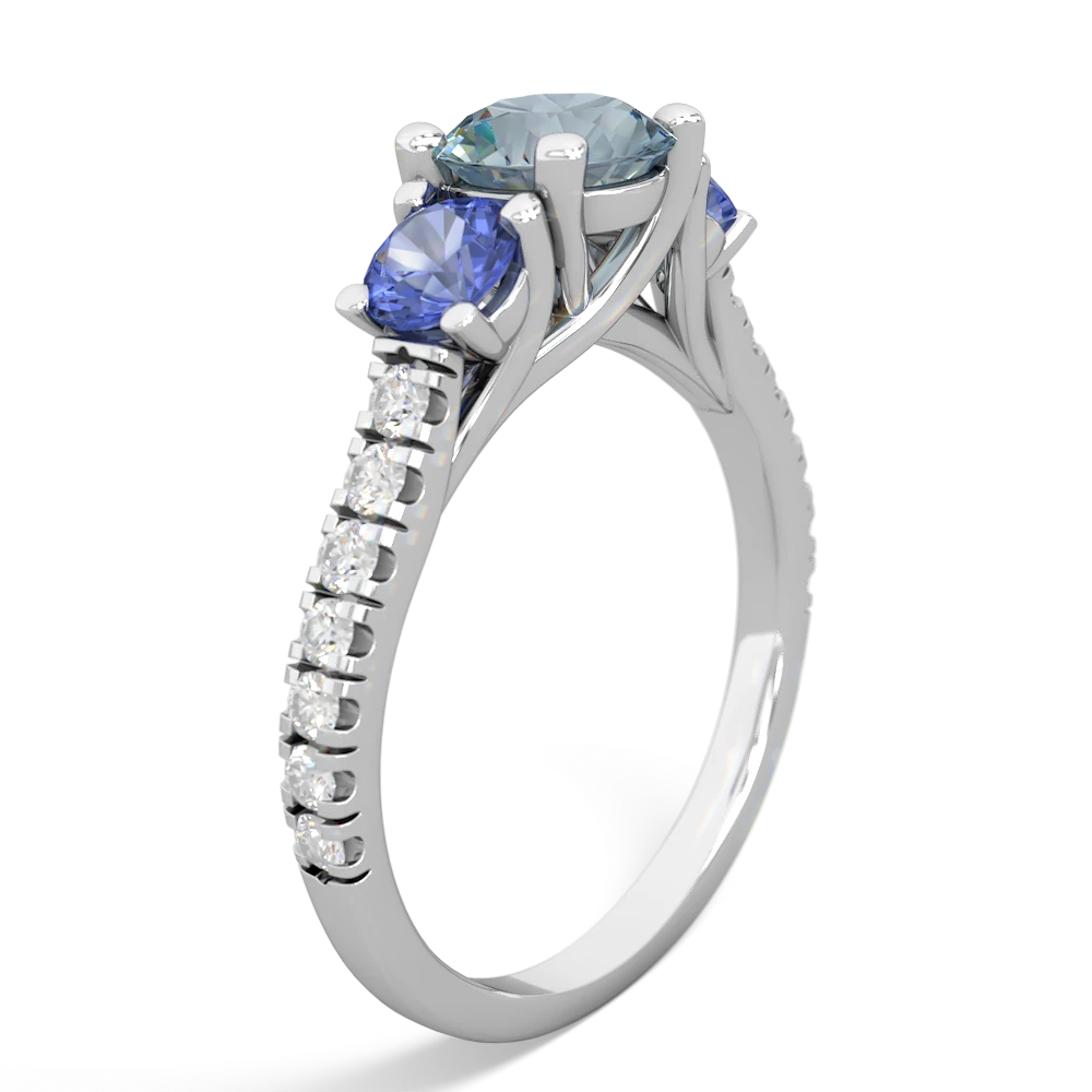 Aquamarine Pave Trellis 14K White Gold ring R5500