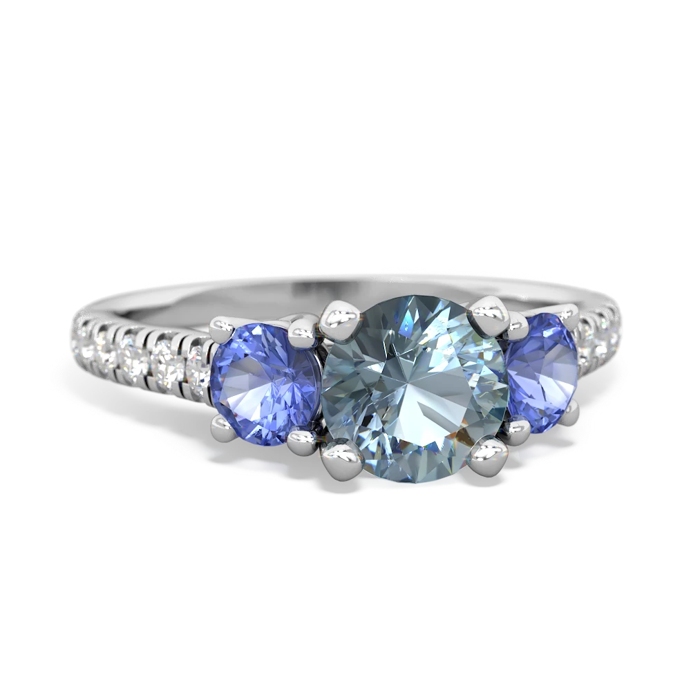 Aquamarine Pave Trellis 14K White Gold ring R5500