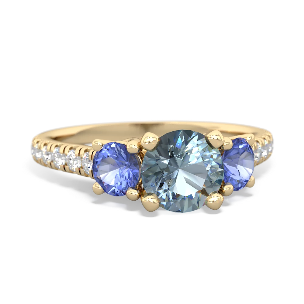 Aquamarine Pave Trellis 14K Yellow Gold ring R5500