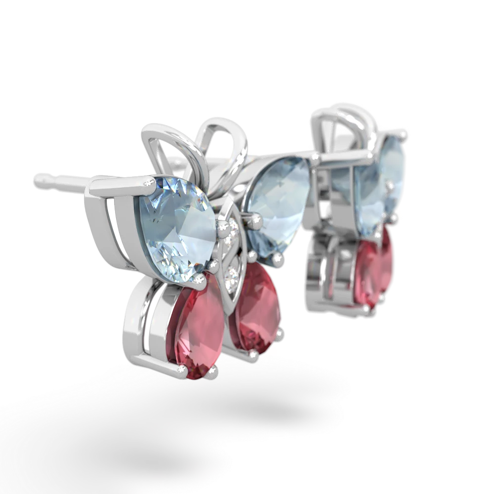 Aquamarine Butterfly 14K White Gold earrings E2215