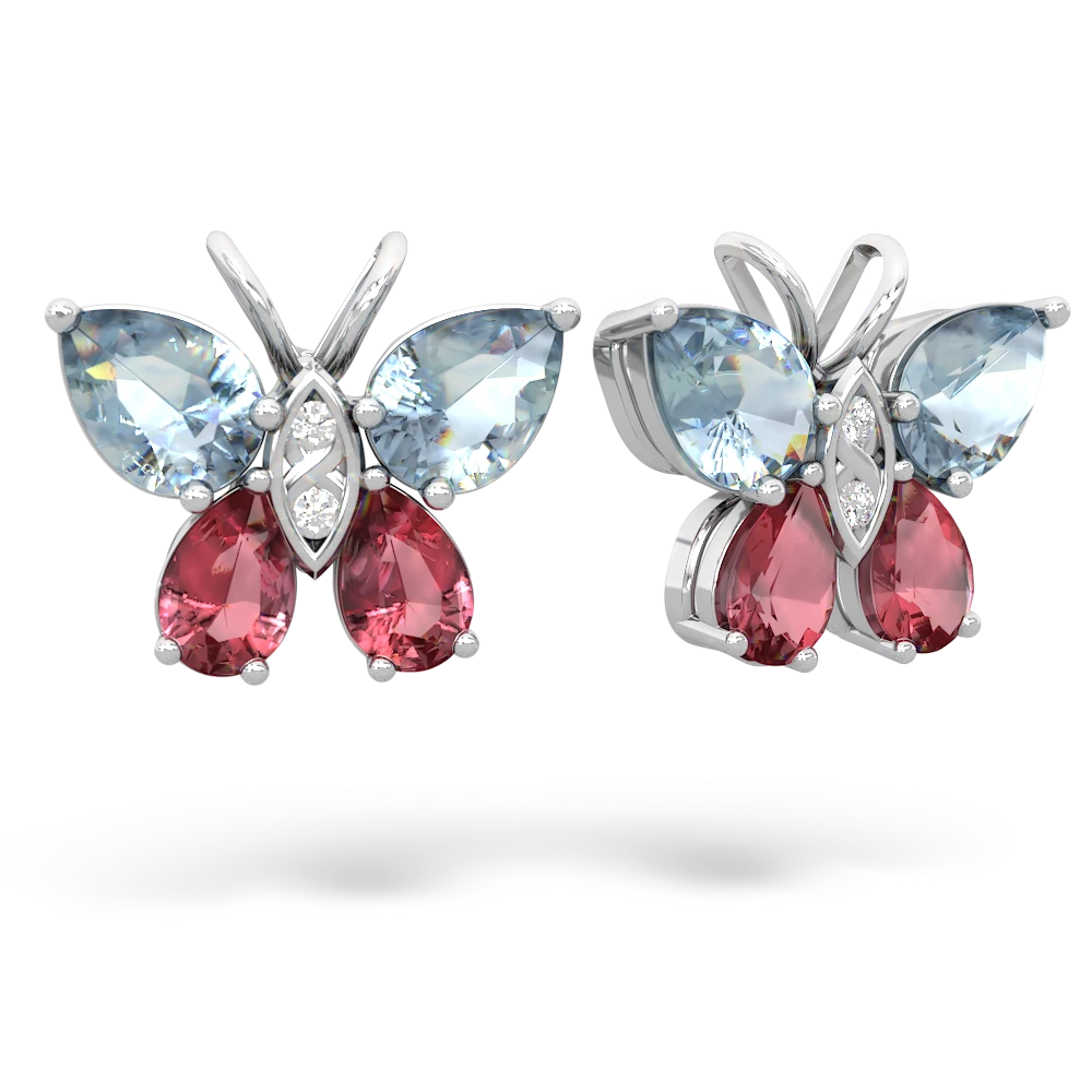 Aquamarine Butterfly 14K White Gold earrings E2215