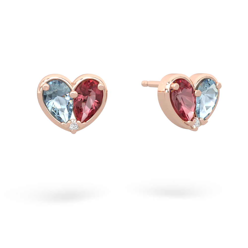 Aquamarine 'Our Heart' 14K Rose Gold earrings E5072