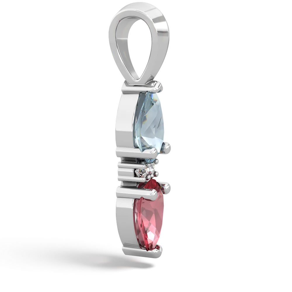 Aquamarine Bowtie Drop 14K White Gold pendant P0865