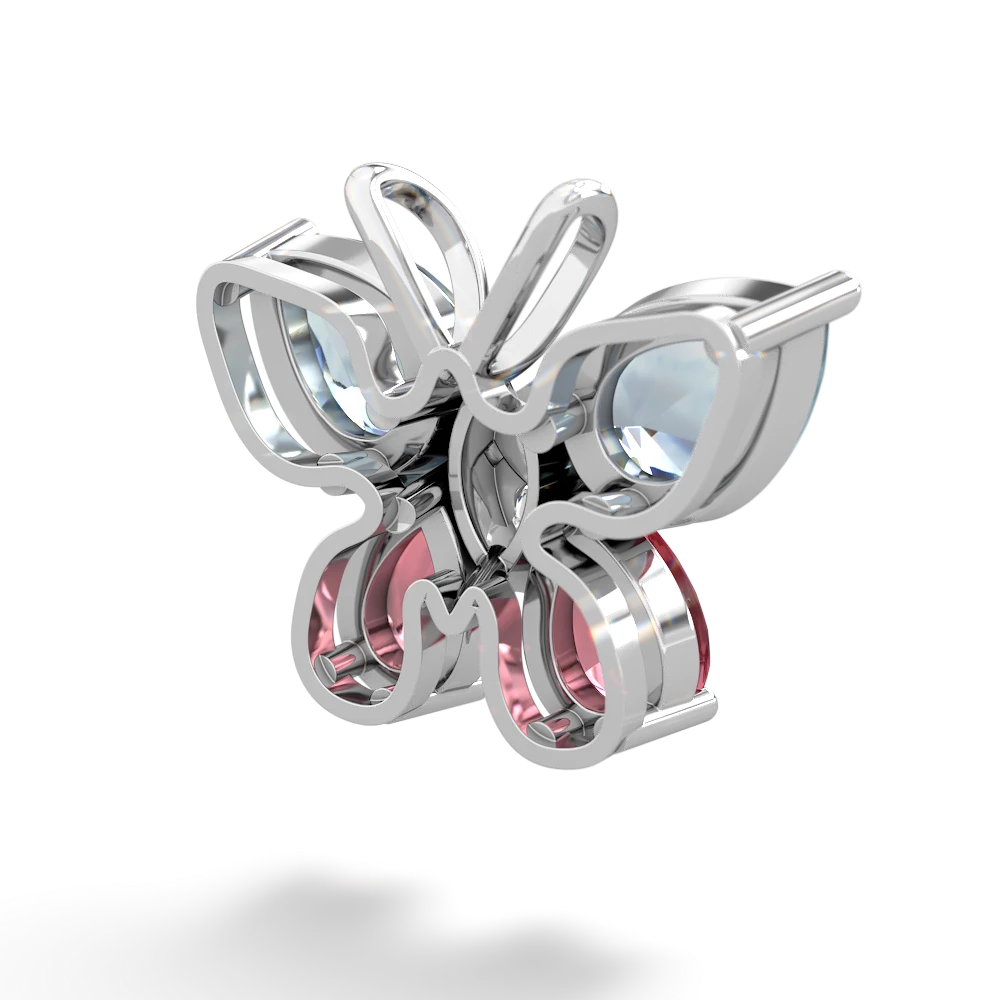 Aquamarine Butterfly 14K White Gold pendant P2215